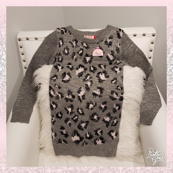 SO Other - Sweater girls 10 leopard pink silver